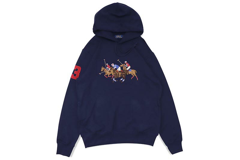 POLO RALPH LAUREN TRIPLE PONY GRAPHIC HOODIE (NAVY)ポロラルフローレン/フーディー/ネイビー
