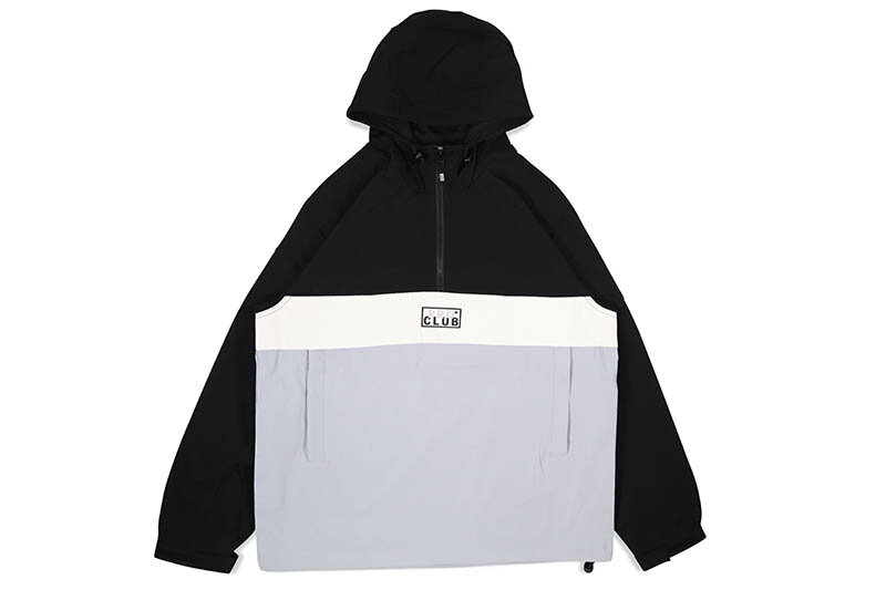 楽天GROW AROUND グロウアラウンドPRO CLUB NYLON ANORAK PULLOVER JACKET （BLACK/GREY） 03PC0302Aプロクラブ/アノラックジャケット/ブラックグレー