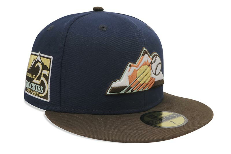 NEW ERA COLORADO ROCKIES 59FIFTY FITTED CAP (25TH ANNIVERSARY CUSTOM SIDE PATCH / PEANUT UNDER VISOR / OCEANSIDE BLUE WALNUT)ニューエラ/フィッテッドキャップ/MLB/コロラドロッキーズ/オーシャンサイドブルー ウォルナット/ツバ裏ピーナッツ