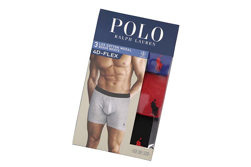 Polo Ralph Lauren POLO RALPH LAUREN 4D-FLEX LUX COTTON MODAL BOXER BRIEF 3-PACK (LFBBP3-Q7T)ポロラルフローレン/ボクサーブリーフ/3枚パック/インナーウェア/下着/ロイヤルレッドブラック