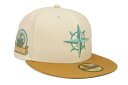 NEW ERA SEATTLE MARINERS 59FIFTY FITTED CAP (30TH ANNIVERSARY CUSTOM SIDE PATCH/AQUA UNDER VISOR/CHROME WHITE TAN)ニューエラ/フィッテッドキャップ/MLB/シアトルマリナーズ/クロームホワイトタン/ツバ裏アクア