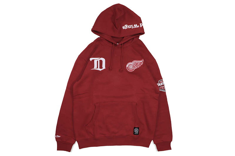 MITCHELL & NESS CITY COLLECTION FLEECE HOODY (DETROIT RED WINGS:SCARLET) FPHD4987-DRWYYPPPSCARミッチェルアンドネス/プルオーバーフーディー/スカーレット