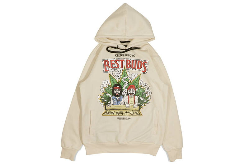 REASON CLOTHING CHEECH & CHONG BEST BUDS HOODIE (CCF23-01:KHAKI)[YN[WO/`[``/vI[o[t[fB[/J[L