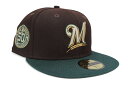 NEW ERA MILWAUKEE BREWERS 59FIFTY FITTED CAP (50TH ANNIVERSARY CUSTOM SIDE PATCH/SAND UNDER VISOR/WALNUT DARK GREEN)j[G/tBbebhLbv/~EH[L[u[Y/ԂĂEHibg_[NO[/co[Th