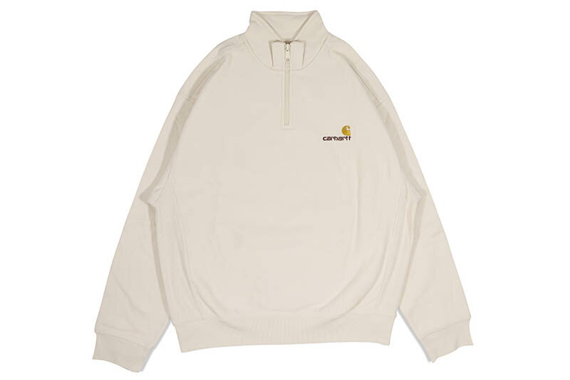 CARHARTT WIP HALF ZIP AMERICAN SCRIPT SWEATSHIRT (I027014-05XX:NATURAL)J[n[gEBbv/n[tWbvXEFbgVc/i`J[