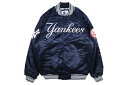 STARTER NEW YORK YANKEES VARSITY SATIN FULL-SNAP JACKET (LS250406/LX250406-NYY:NAVY)スターター/サテンジャケット/ニューヨークヤンキース/ネイビー