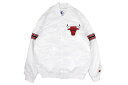 STARTER CHICAGO BULLS VARSITY SATIN FULL-SNAP JACKET (LS200168-CGB:WHITE)スターター/バーシティジャケット/スタジアムジャケット/シカゴブルズ/ホワイト