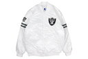 STARTER LAS VEGAS RAIDERS VARSITY SATIN FULL-SNAP JACKET (LS200168-RAD:WHITE)スターター/バーシティジャケット/スタジアムジャケット/ラスベガスレイダース/ホワイト