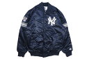 STARTER NEW YORK YANKEES VARSITY SATIN FULL-SNAP JACKET (LS250167-NYY:NAVY)スターター/バーシティジャケット/スタジアムジャケット/ニューヨークヤンキース/ネイビー