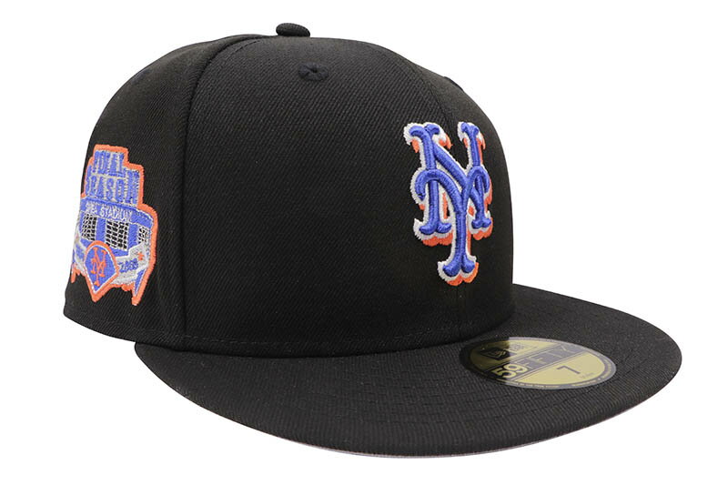 NEW ERA NEW YORK METS 59FIFTY FITTED CAP (SHEA STADIUM FINAL SEASON SIDE PATCH/GREY UNDER VISOR/BLACK)ニューエラ/フィッテッドキャップ/MLB/ニューヨークメッツ/ブラック/ツバ裏グレー