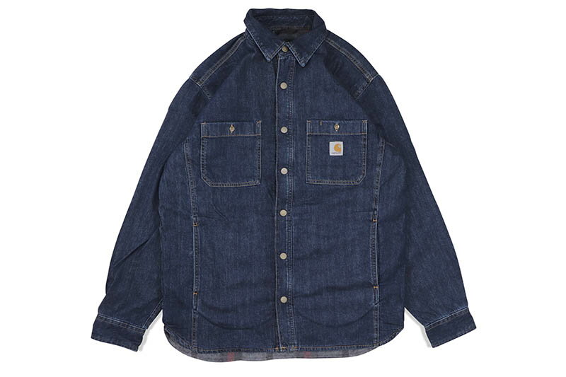 楽天GROW AROUND グロウアラウンドCarhartt RELAXED FIT DENIM FLEECE LINED SNAP-FRONT SHIRT JACKET （105605-H84:GLACIER）カーハート/デニムシャツジャケット/インディゴブルー