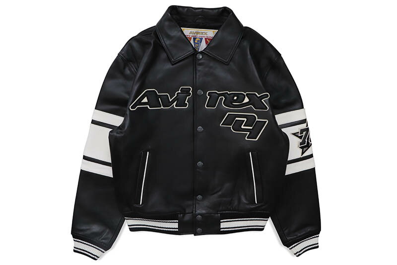 アヴィレックス AVIREX LIMITED EDITION CITY SERIES BROOKLYN JACKET (AVF22BO32-001:BLACK)アビレックス/レザー/バーシティジャケット/ブラック