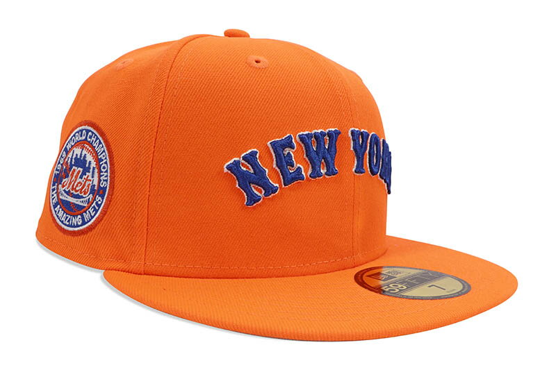 NEW ERA NEW YORK METS 59FIFTY FITTED CAP (1969 WORLD SERIES CUSTOM SIDE PATCH/GREY UNDER VISOR/HUNTER ORANGE)ニューエラ/フィッテッドキャップ/MLB/ニューヨークメッツ/ハンターオレンジ/ツバ裏グレー