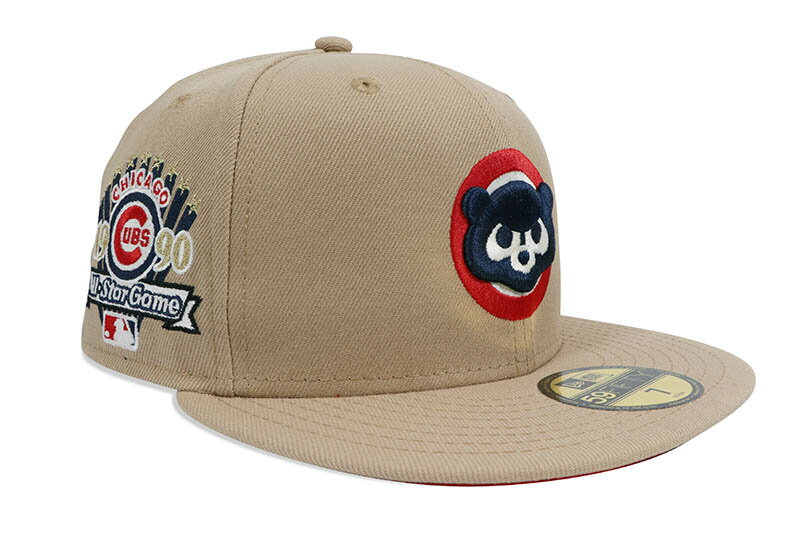 NEW ERA CHICAGO CUBS 59FIFTY FITTED CAP (1990 ALL STAR GAME CUSTOM SIDE PATCH/SCARLET UNDER VISOR/CAMEL)˥塼/եåƥåɥå/MLB/֥//ĥ΢å