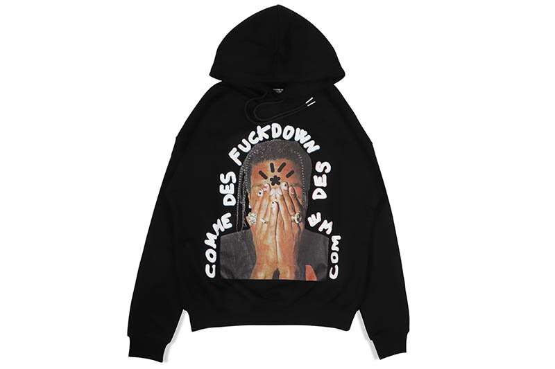 COMME DES FUCKDOWN HOODIE (762324022:BLACK)コムデスファックダウン/プルオーバーフーディー/ブラック