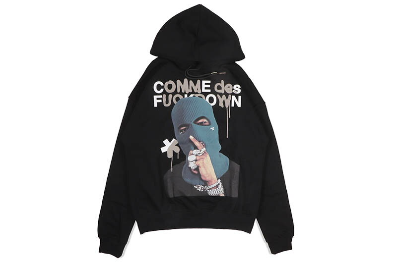 COMME DES FUCKDOWN HOODIE (762324020:BLACK)コムデスファックダウン/プルオーバーフーディー/ブラック