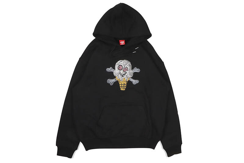 ICECREAM CROISSANT HOODIE (431-9305:BLACK)アイスクリーム/プルオーバーフーディー/ブラック