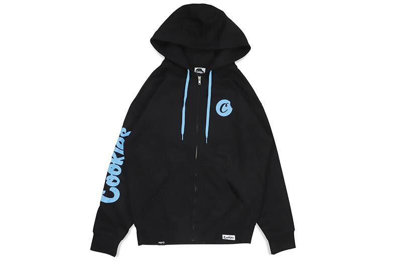 COOKIES C-BITE LOGO ZIP HOODIE (BLACK/COOKIES BLUE) CM234HFP06クッキーズ/ジップアップフーディー/ブラック クッキーズブルー