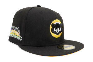 NEW ERA CHICAGO CUBS 59FIFTY FITTED CAP (WRIGLEY FIELD 100YEARS CUSTOM SIDE PATCH/A GOLD UNDER VISOR/BLACK)ニューエラ/フィッテッドキャップ/MLB/シカゴカブス/ブラック/ツバ裏ゴーグル