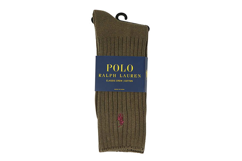 POLO RALPH LAUREN SIGNATURE PONY COTTON-BLEND CREW SOCKS (8205:DARK OLIVE)ポロラルフローレン/ソックス/靴下/ダークオリーブ