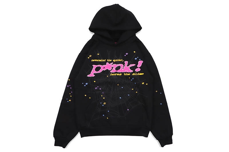 SP5DER P★NK HOODIE (BLACK PINK)スパイダー/アトランタ/ニューヨーク/ドリル/トラップ/ヤングサグ/プルオーバーフーディー/ブラッ...