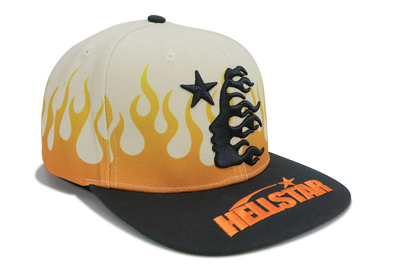 HELLSTAR STUDIOS FLAME VINTAGE SNAPBACK HAT (CREAM/NAVY)ヘルスタースタジオ/スナップバックキャップ/アジャスターキャップ/クリームネイビー