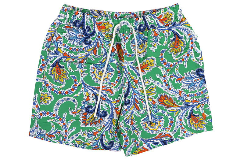 POLO RALPH LAUREN 5.75-INCH PAISLEY PRINTED TRAVELER CLASSIC SWIM TRUNK (710936413001:SHOREWOOD PAISLEY GREEN)ポロラルフローレン/スイムショーツ/ハーフパンツ/水着/夏/海/ビーチ/プール/ペイズリー グリーン