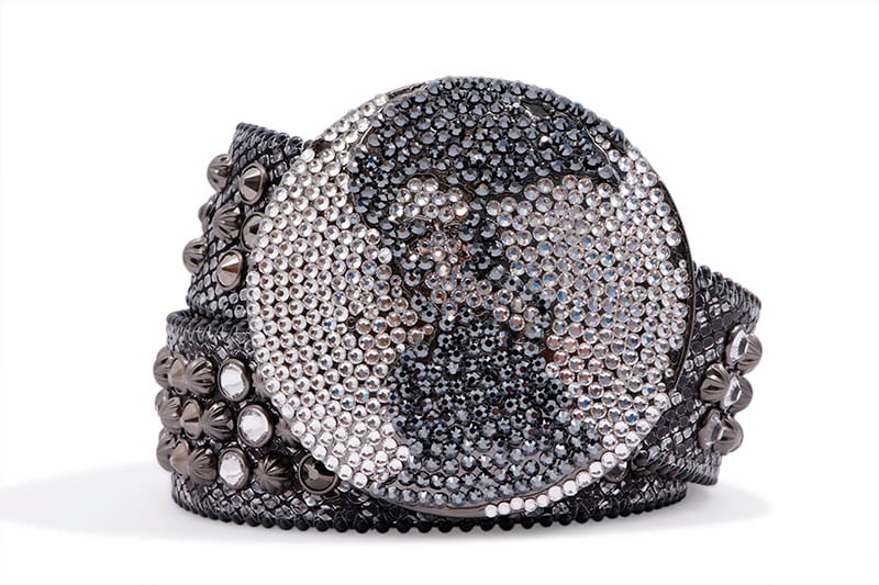 B.B. SIMON CRYSTAL BELT (2627A46:BLACK)ビービーサイモン/ベルト/ブラック