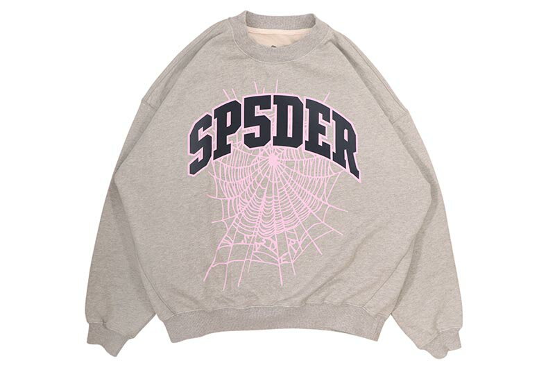 SP5DER VARSITY WEB CREWNECK (HEATHER GREY)スパイダー/アトランタ/ニューヨーク/ドリル/トラップ/ヤ..