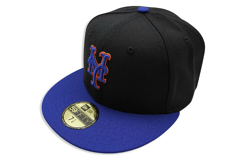 NEW ERA NEW YORK METS 59FIFTY FITTED CAP (OLD AUTHENTIC/BLACK×BLUE) 12572645ニューエラ/フィッテッドキャップ/MLB/ニューヨークメッツ/ブラック/ブルー/ツバ裏グレー/グレーブリム/グレイブリム/クラシック/シンプル