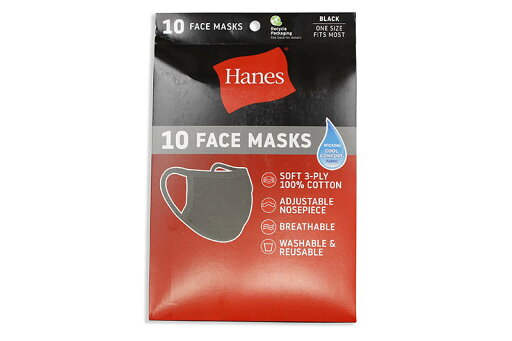 HANES WICKING COTTON MASKS 10-PACK (BLACK)ヘインズ/フェイスマスク/ブラック HANES WICKING COTTON MASKS 10-PACK (BLACK)ヘインズ/フェイスマスク/ブラック