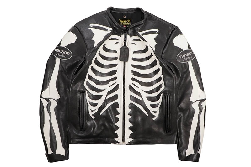 Rakuten - VANSON LEATHERS CUSTOM BONES FLAT-TRACK JACKET (BONE BLACK)バンソン/レザージャケット/ボーンブラック