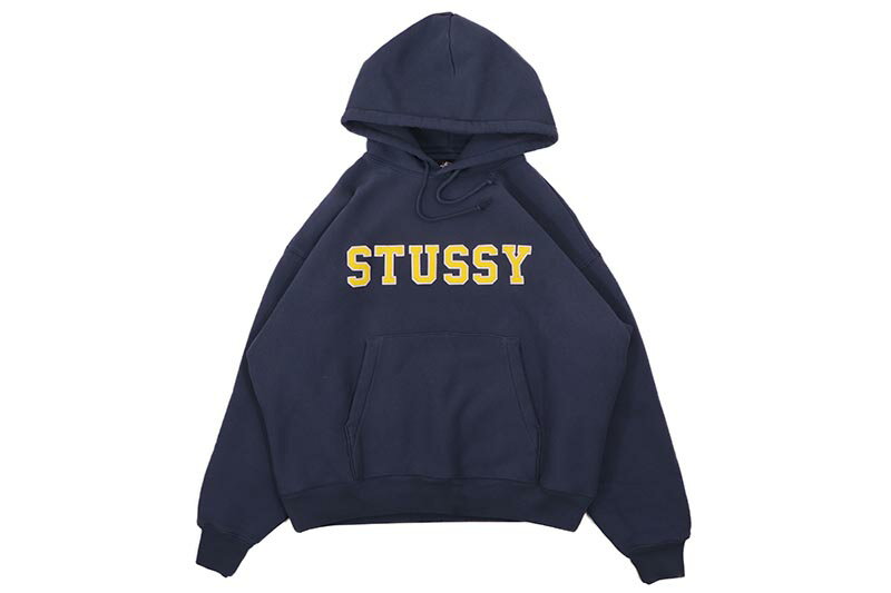 STUSSY FELT APPLIQUE HOODIE (118591:NAVY)ステューシー/プルオーバーフーディー/フーディー/ネイビー
