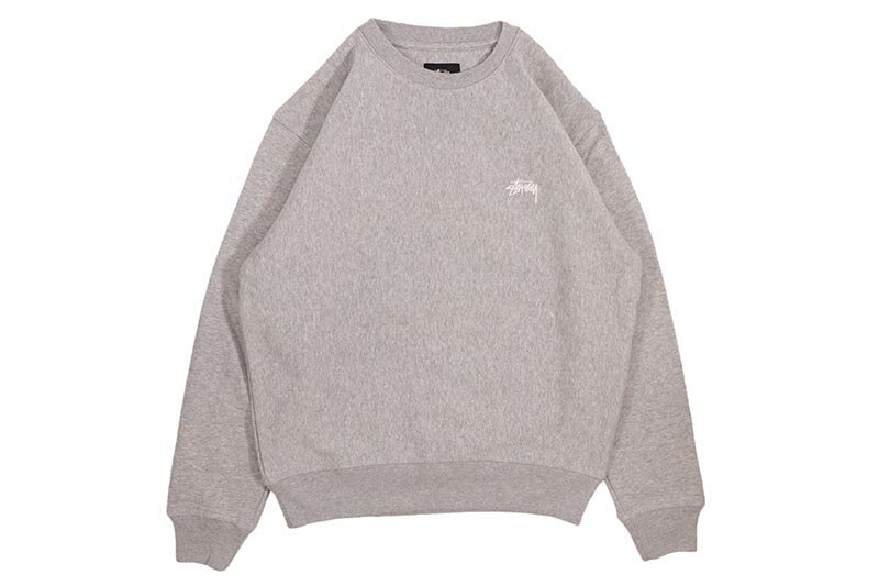STUSSY STOCK LOGO CREW (GREY HEATHER) 118363ステューシー/クルーネックスウェット/グレーヘザー