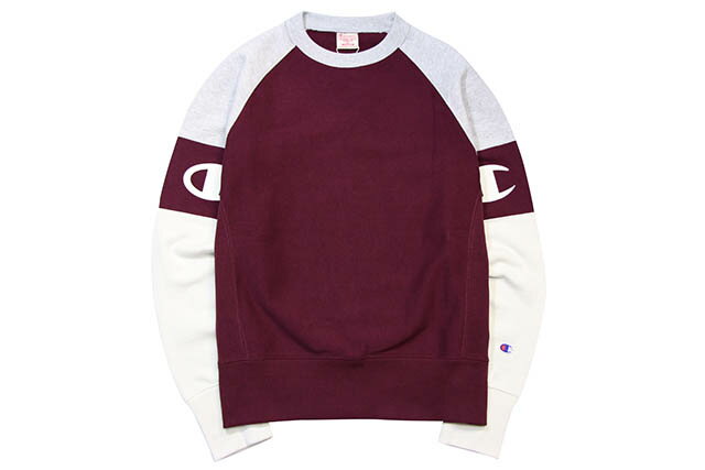 CHAMPION EUROPE REVERSE WEAVE COLLECTION RAGLAN PANEL SWEAT(BURGANDY~OXFORD GREY~CREAM)`sI/[bp/N?lbNXEFbg/o[KfB