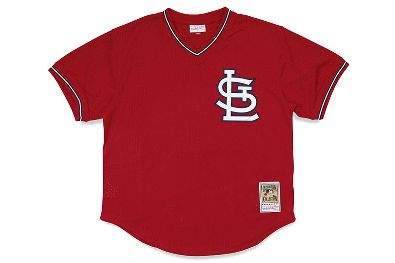 MITCHELL & NESS AUTHENTIC BP JERSEY (ST. LOUIS CARDINALS/1996:OZZIE SMITH/#1/SCARLET) ABPJ3033ミッチェル&ネス/(ブイネック)メッシュベースボールジャージ/セントルイスカージナルス/レッド