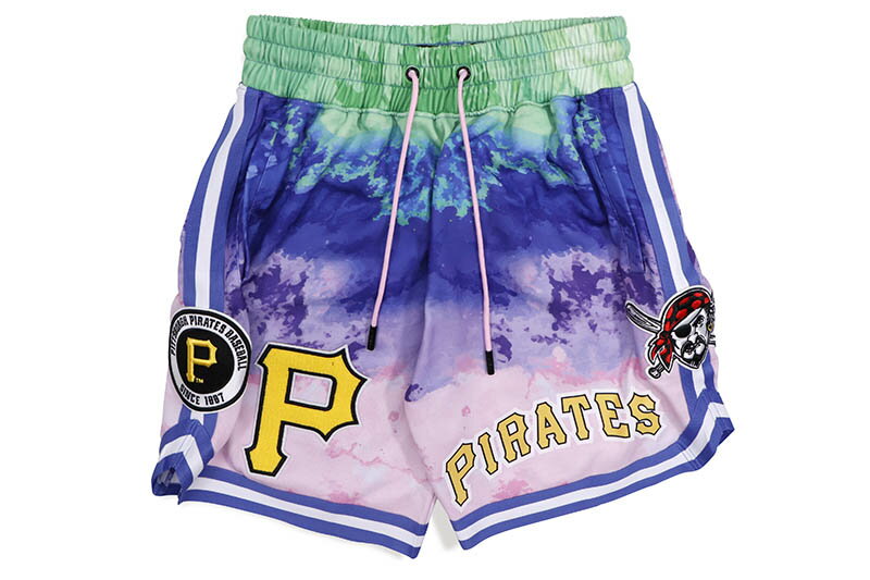 PRO STANDARD PITTSBURGH PIRATES TEAM SHORTS (LPP331729:PURPLE TIE DYE)プロスタンダード/ピッツバーグパイレーツ/ワッペン/コットンショーツ/パープルタイダイ