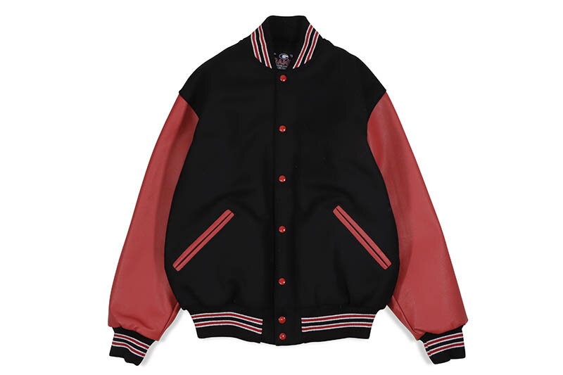 GAME SPORTSWEAR WOOL LEATHER VARSITY JACKET (5000-118:BLACK/RED)ゲームスポーツウェア/ウールレザーバーシティージャケット/ブラック×レッド