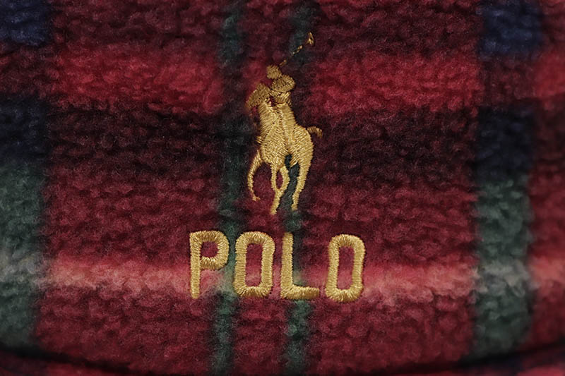 POLO RALPH LAUREN PLAID FLEECE BUCKET HAT (710880792001:ROYAL CRIMSON PLAID)ポロラルフローレン/バケットハット/ロイヤルクリムゾンプレイド
