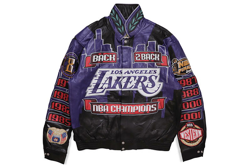 JEFF HAMILTON LOS ANGELES LAKERS BACK 2 BACK 2001 LEATHER JACKET (PURPLE)ジェフハミルトン/エヌビーエー/ロサンゼルスレイカーズ/パープル