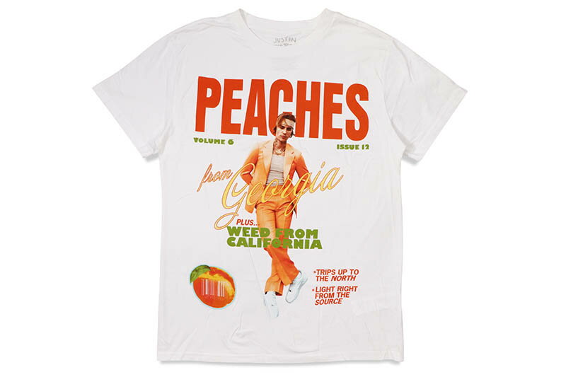 JUSTIN BIEBER PEACHES PORTRAIT BOYFRIEND FIT GIRLS GRAPHIC S/S T-SHIRT (WHITE)ジャスティン ビーバー/ショートスリーブティーシャツ/ホワイト