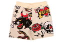 REBEL MINDS SERPENT SKULL SWEATER SHORTS (151-945:CREAM)レベル・マインズ/ストリート/ショーツ/クリーム ベージュ