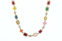 KD JEWELRY RAINBOW GEMSTONE CHAIN NECKLACE (KDJ060) (GOLD)ケイディー・ジュエリー/ネックレス/ゴールド