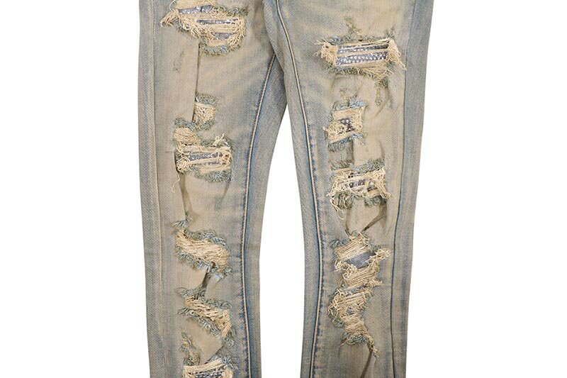 mnml X201 RHINESTONE SKINNY DENIM (D837-BLU:BLUE)ミニマル/デニムパンツ/スキニ...