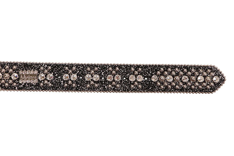 GROW AROUND グロウアラウンドのPELLE PELLE X BB SIMON LIMITED EDITION CURSIVE ICON BELT (3382-W24-CLEAR-SF)ペレペレ/ビービーサイモン/オフィシャルコラボレーション/スワロフスキークリスタルベルト/ブラック クリヤー｜アングル3