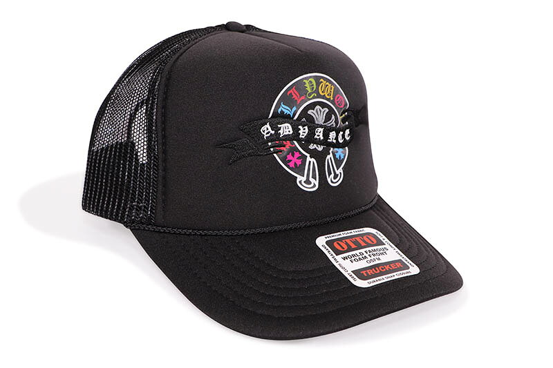ADVANCE MULTI-COLOR ROUND TRUCKER HAT (BLACK) ARS-1010アドバンス/トラッカーハット/メッシュキャップ/ブラック
