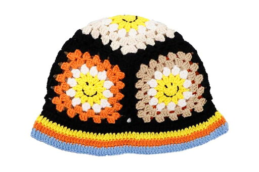CROCHET HAT (H24782:BLACK ORANGE SKY KHAKI)クロシェハット/ハンドメイド/メンズ/レディース/男女兼用/ブラック オレンジ スカイ カーキ CROCHET HAT (H24782:BLACK ORANGE SKY KHAKI)クロシェハット/ハンドメイド/メンズ/レディース/男女兼用/ブラック オレンジ スカイ カーキ