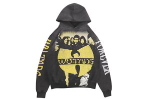KIY STUDIOS "WU FOREVER" VINTAGE BLACK HOODED SWEATSHIRT (YELLOW PRINT)バイ・カイ/クール・カイ/カイ・スタジオ/ウータン・クラン/プルオーバーフーディー/ブラック イエロー
