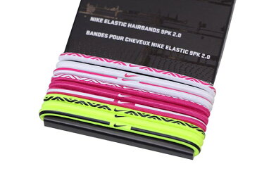 NIKE 9PK 2.0 ELASTIC HAIR BANDS(BN2024/105:WHITE×SHOCKING PINK×NEON YELLOW)ナイキ/ヘアバンド/ホワイト×ショッキングピンク×ネオンイエロー