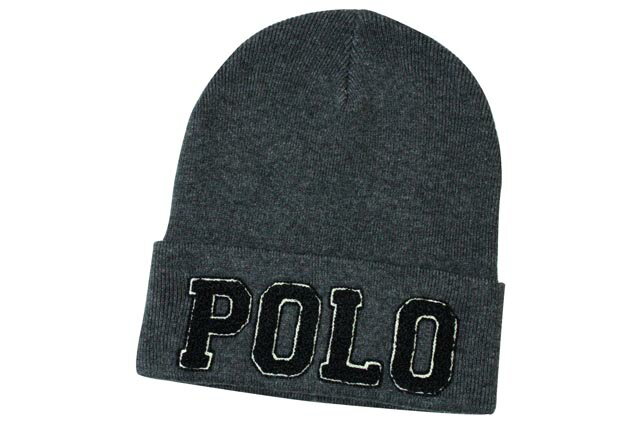 POLO RALPH LAUREN POLO COTTON-KNIT BEANIE HAT (6F0593/033: CHARCOAL×BLACK)ポロ ラルフローレン/ニットキャップ/チャコール×黒